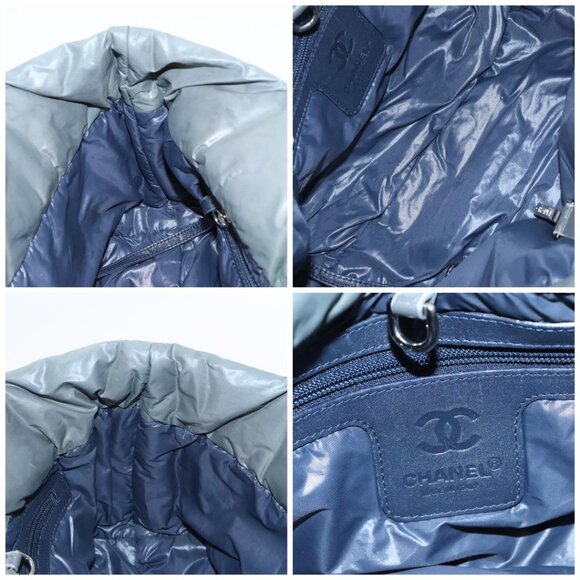 CHANEL Cococoon Shoulder Bag Nylon Gray Silver CC - Picture 14 of 15